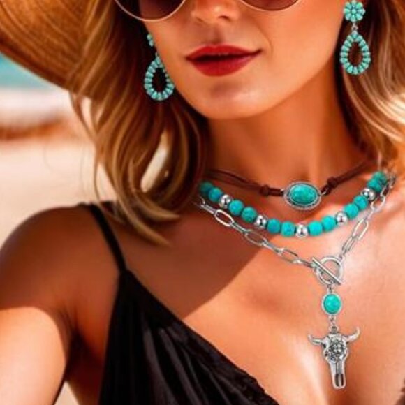 Western Jewelry Set Sofia Boho Turquoise Accessories Set for free-spirited woman - Picture 2 of 8